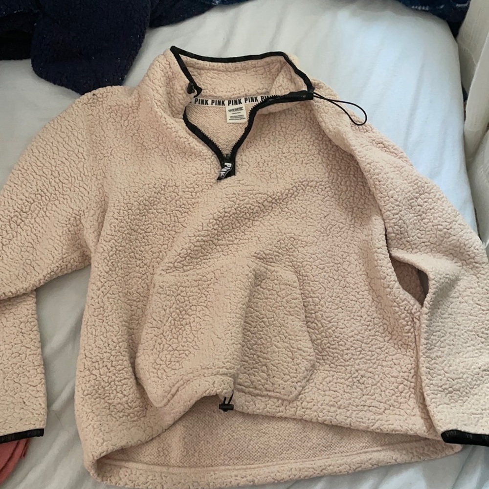 Fuzzy White Pink Hoodie Jacket